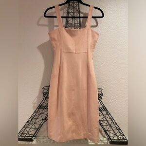 Light pink suede lace up back midi body con dress